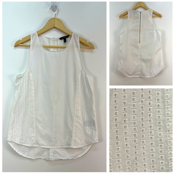 Banana Republic White Eyelet 100% Cotton Sleeveless Top with Zipper Closure Sz M - Picture 1 of 8